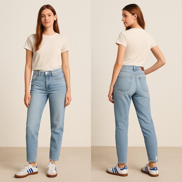 HOLLISTER🕊️ High-Rise Distressed Mom Jeans 👟😎✨ Size 0R - Picture 4 of 16